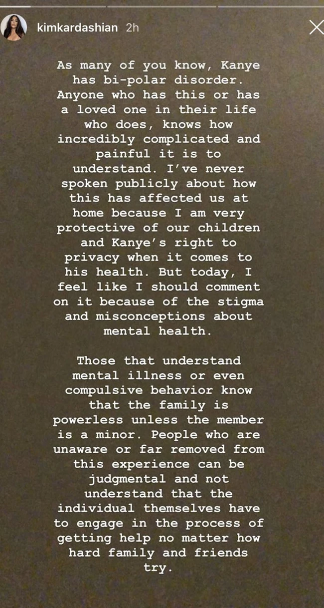 Η Kim Kardashian μιλάει για τα ζητήματα ψυχικής υγείας του Kanye West σε μια συναισθηματική δήλωση