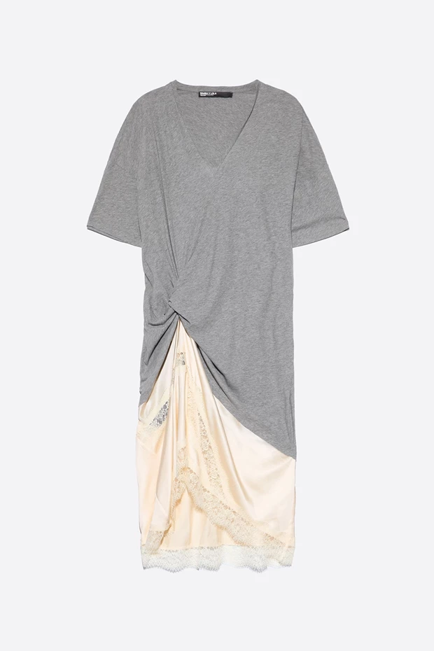 T-shirt φόρεμα από δύο υλικά με κόμπο, Bimba y Lola.