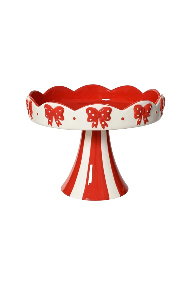 Kaemingk χριστουγεννιατικη πιατελα σερβιρισματος με ποδι bows 23 x 22 x 17 cm