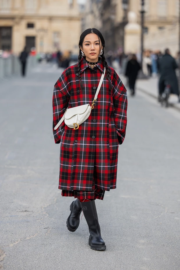 κόκκινο καρό παλτό