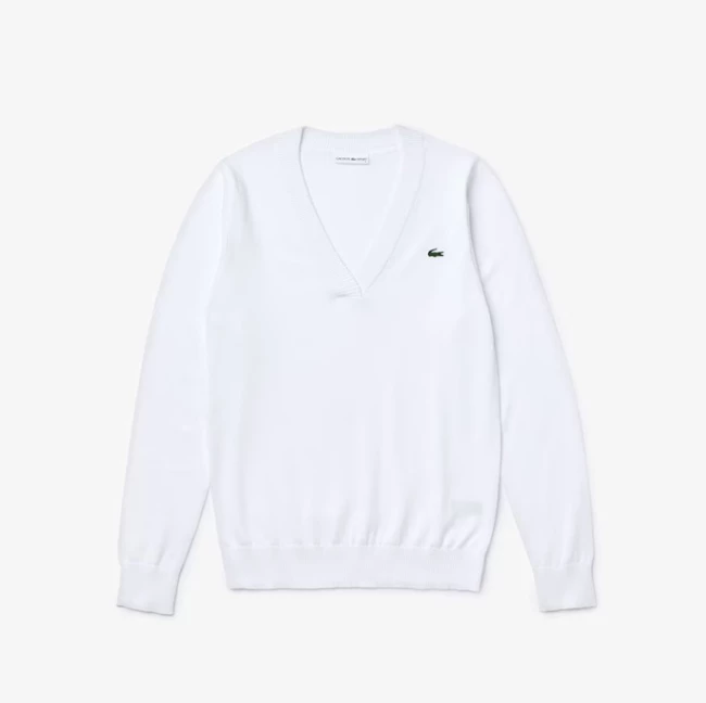 V-Neck βαμβακερό πουλόβερ, Lacoste.