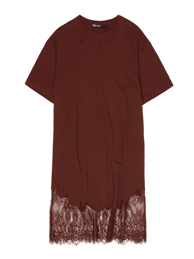 Bimba y Lola Short Lace T-Shirt Dress, attica.