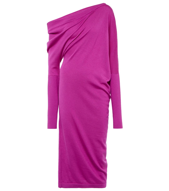 One shoulder κασμιρένιο μίντι φόρεμα Tom Ford, Exclusive to Mytheresa.