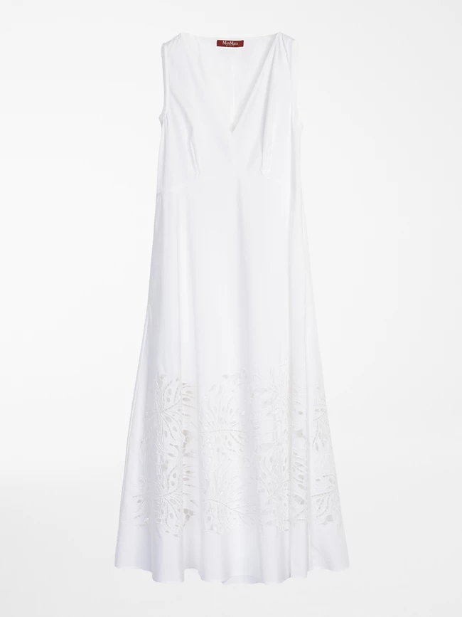 Λευκό μίντι φόρεμα ποπλίνα με broderie anglaise Max Mara, Max Mara Boutique.