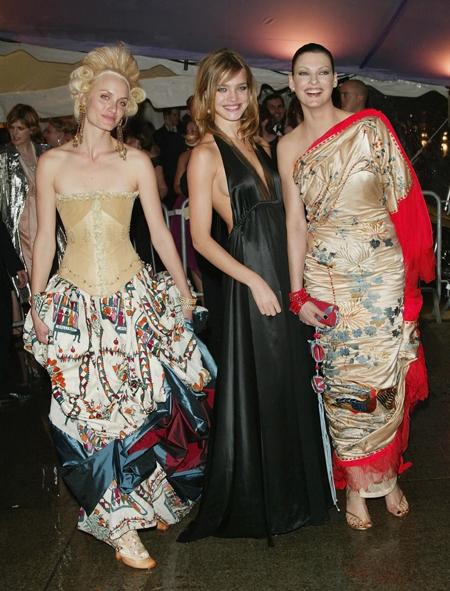 mber Valetta, Natalia Vodianova and Linda Evangelista attend the "Dangerous Liaisons: Fashion and Furniture in the 18th Century"