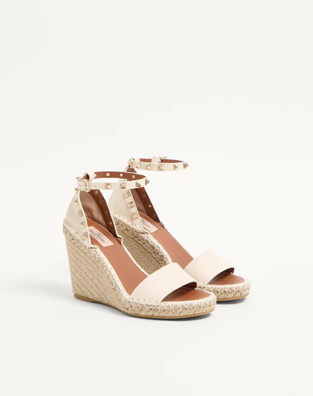 Πλατφόρμες Double Rockstud από κοκκώδες δέρμα, Valentino.