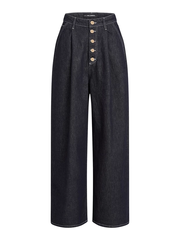 Wide leg denim παντελόνι σκούρο μπλε Karl Lagerfeld, attica.
