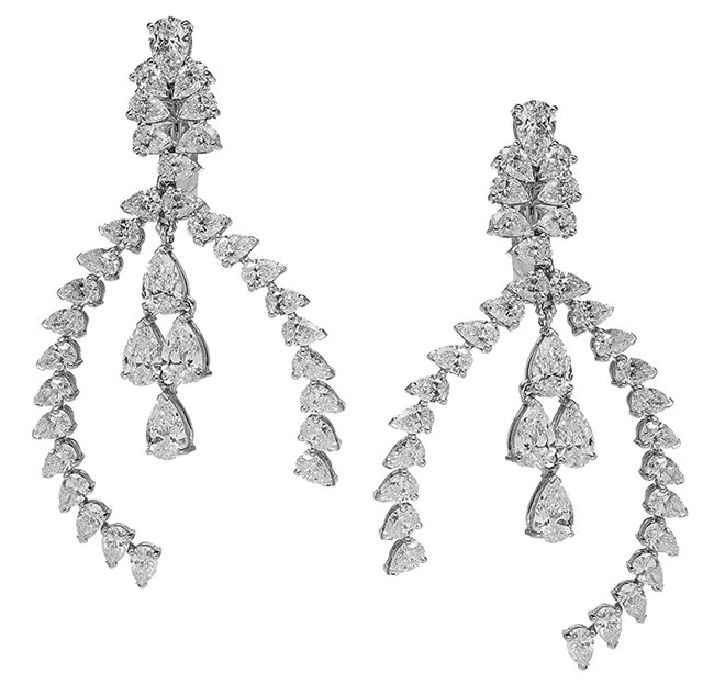 Σκουλαρίκια από λευκό χρυσό 18Κ, με διαμάντια, Vourakis