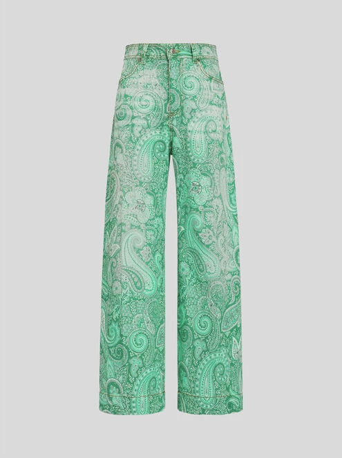 Denim παντελόνι με λαχούρια, Etro.