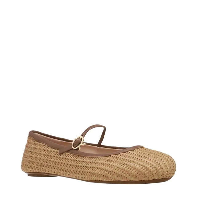 Raffia και δερμάτινη μπαλαρίνα Gianvito Rossi, Kalogirou.