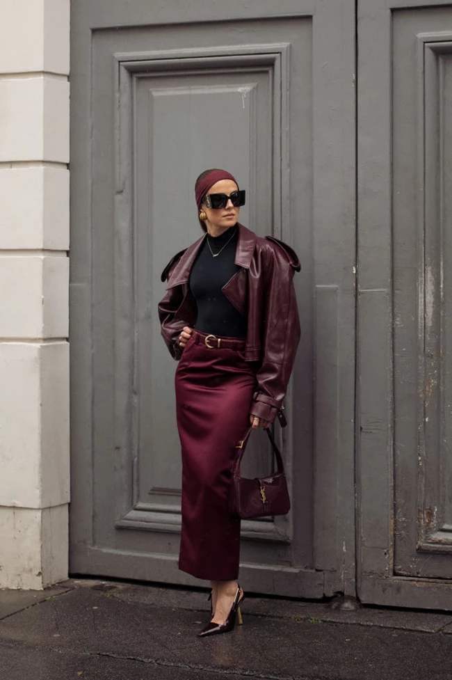 burgundy trend street style