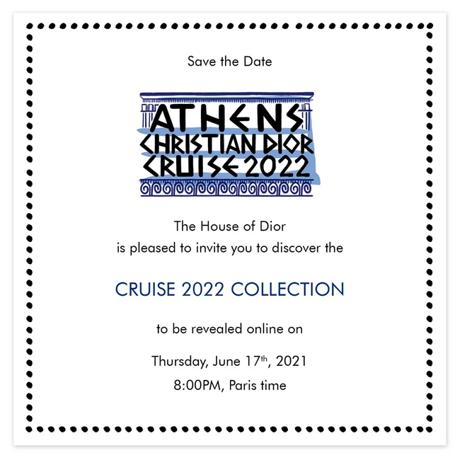 Save the Date | Με άρωμα Ελλάδας η πρόσκληση του Dior για την παρουσίαση της Cruise 2022 στην Αθήνα