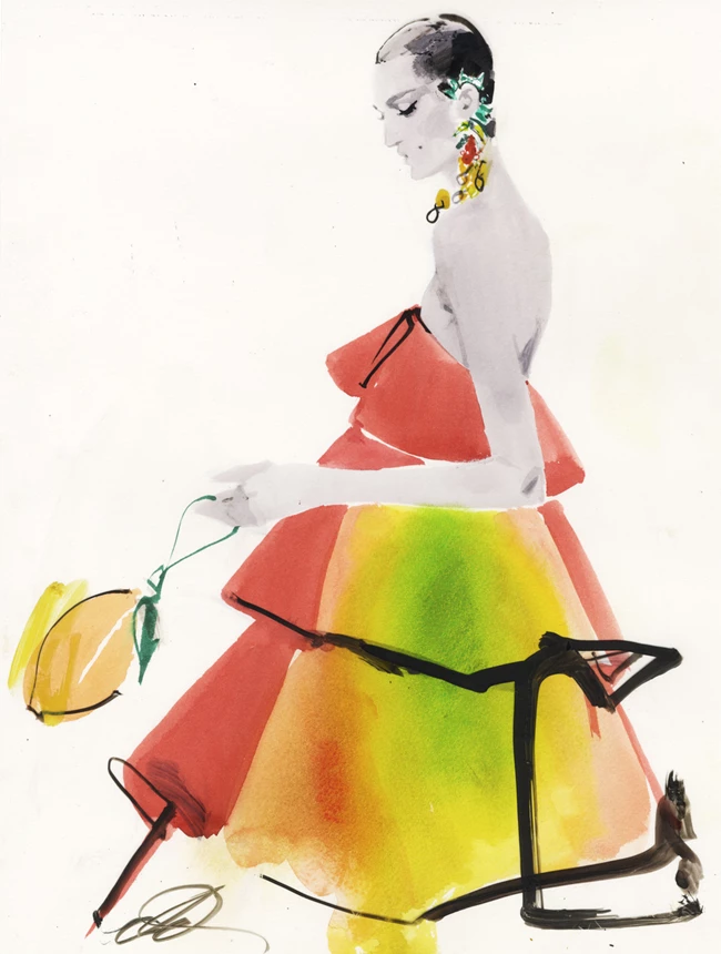 Mango Met Gala dress_Illustration by David Downton