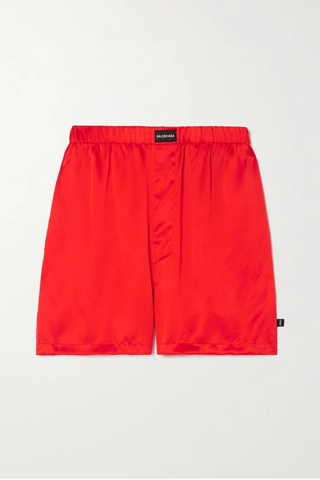 Κόκκινο μεταξωτό σατέν boxer σορτς, Balenciaga.