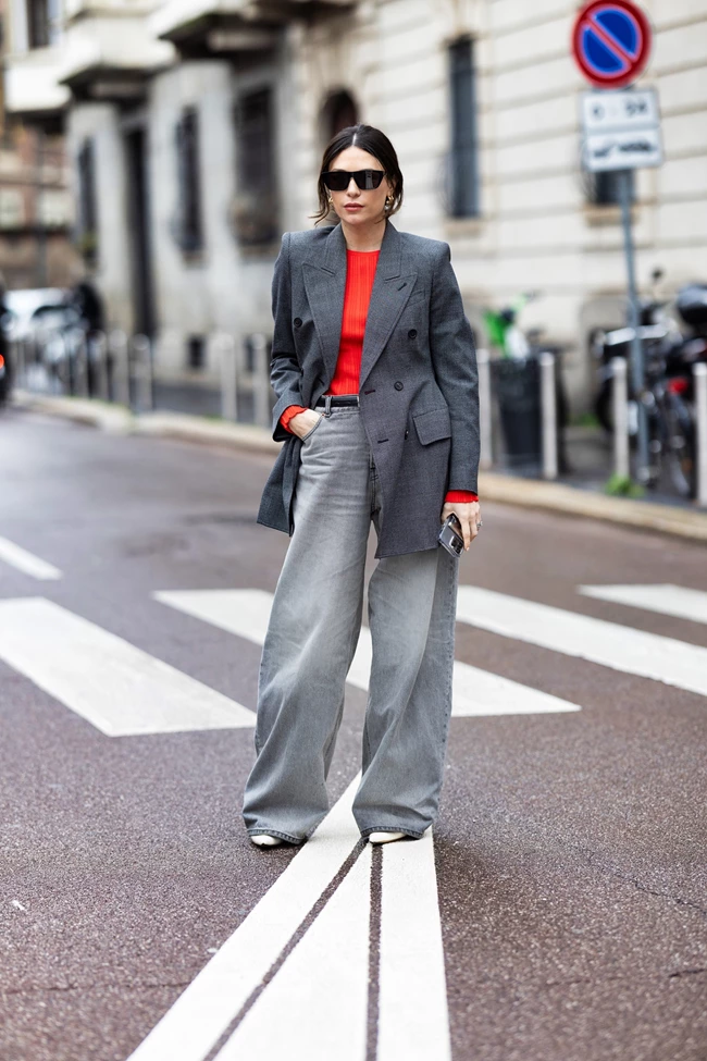 γκρι denim street style