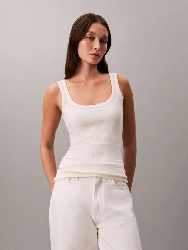 Αμάνικο Τοπ Από Βαμβακερό Ριπ, Calvin Klein.