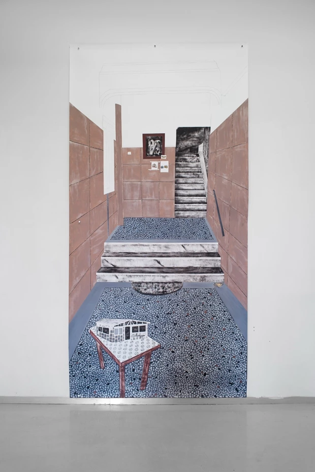 Χάρης Σουόρτς, Άτιτλο, 2022, λάδι σε χαρτί, 300 x 160 εκ.