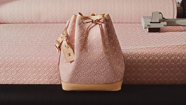Noe Monogram Embleme Rose Ruban on jacquard yardage
