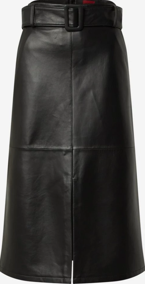 Μαύρη δερμάτινη φούστα Hugo Boss