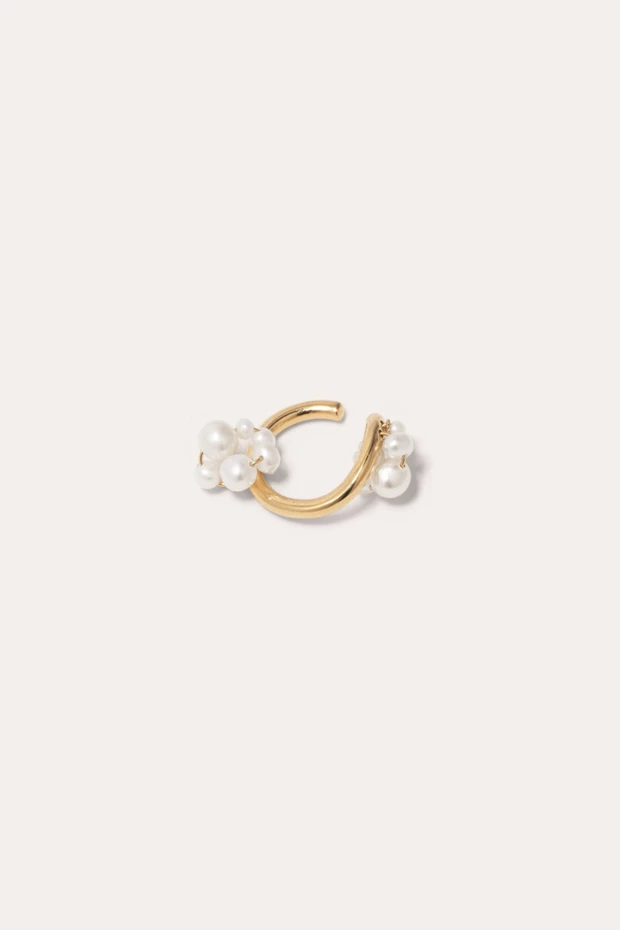 Ear cuff με μαργαριτάρι από επιχρυσωμένο ανακυκλωμένο ασήμι, Completedworks.