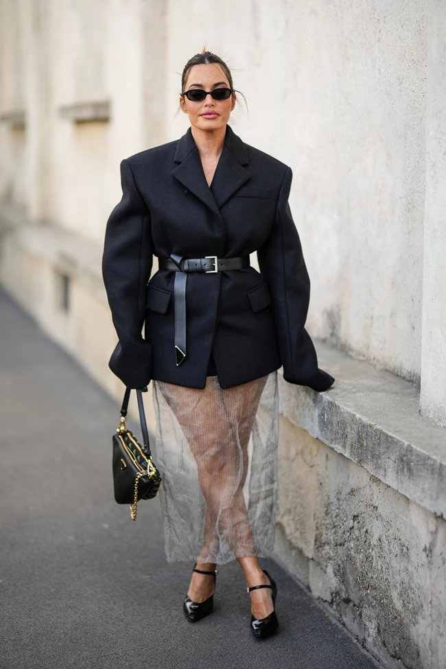 sheer φούστα street style