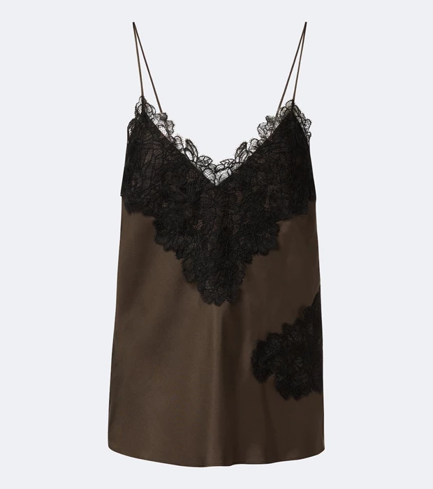 Σατέν μεταξωτό camisole με δαντελένιο τελείωμα, Róhe.