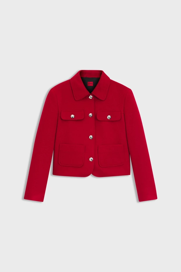 Σακάκι μονόχρωμο cropped "Agesia" Hugo Boss, notos.