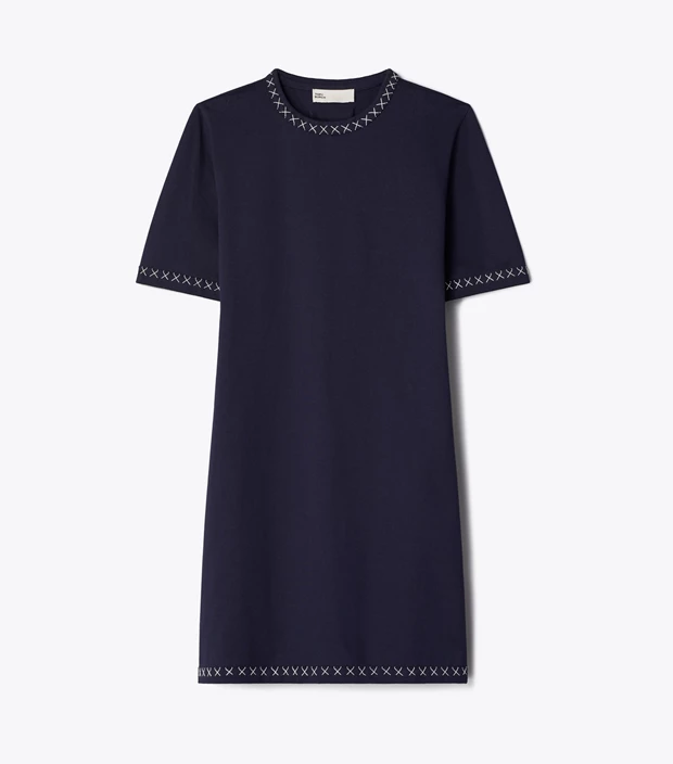 Κεντημένο βαμβακερό T-shirt φόρεμα, Tory Burch.