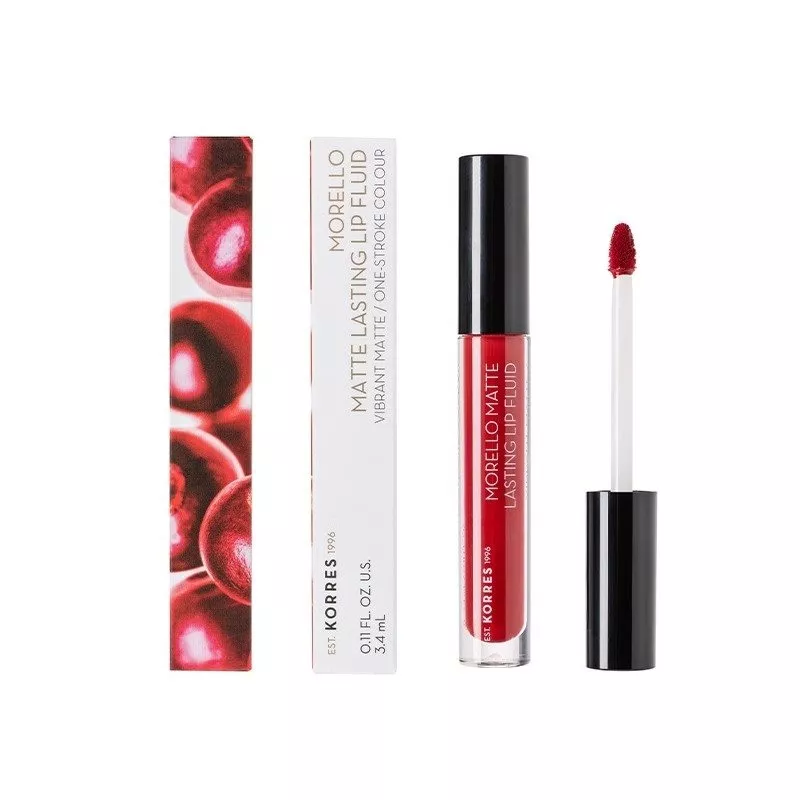 Ματ υγρό κραγιόν, Morello Matte Lasting Lip Fluid Brick Red, KORRES (στα φαρμακεία)
