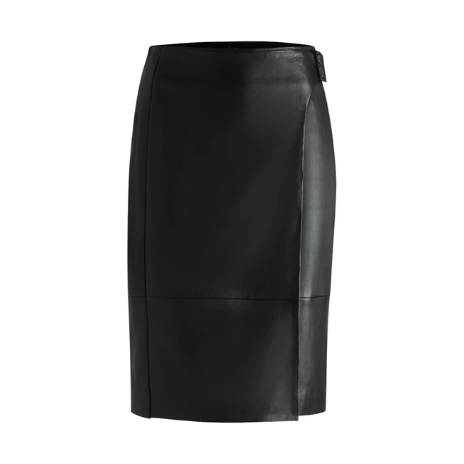 Μαύρη δερμάτινη φούστα BOSS