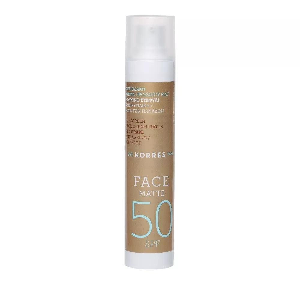 Matte Κόκκινο Σταφύλι SPF50, KORRES (στα φαρμακεία)