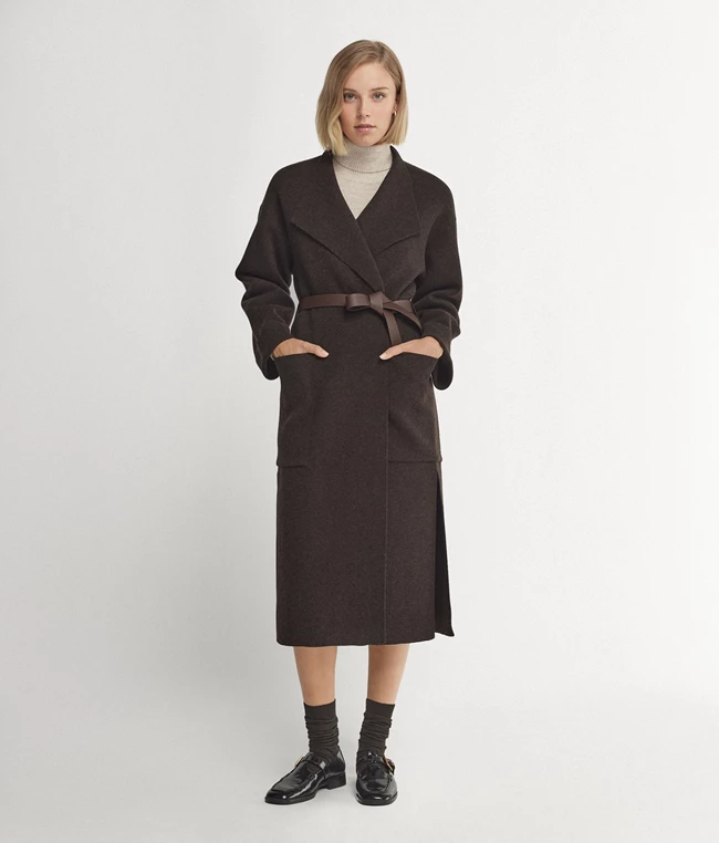 Μακρύ Παλτό με Σκισίματα από Cashmere, Falconeri