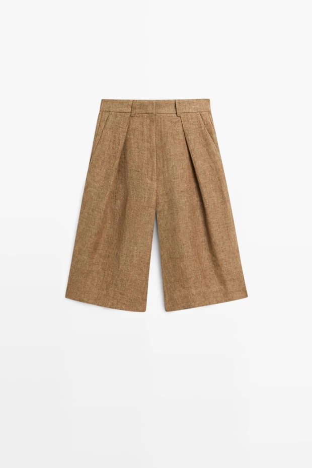 Βερμούδα κοστουμιού μελανζέ λινό, Massimo Dutti.