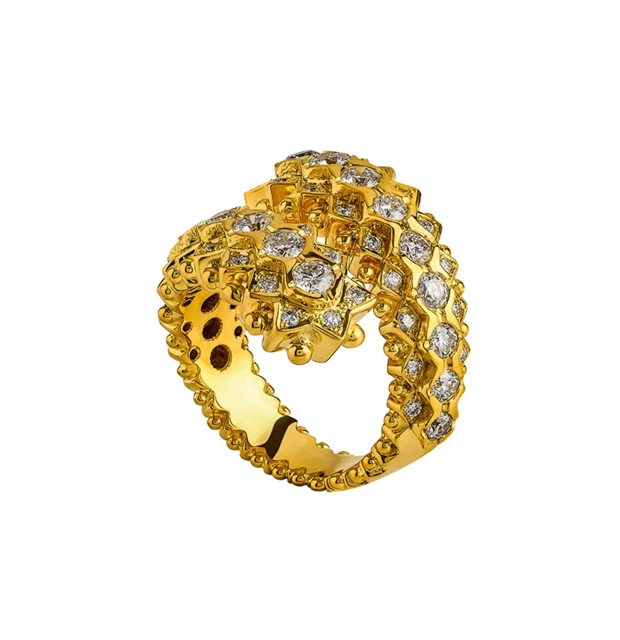 Δαχτυλίδι από τη συλλογή Byzance από κίτρινο χρυσό 18Κ, με διαμάντια, ZOLOTAS.