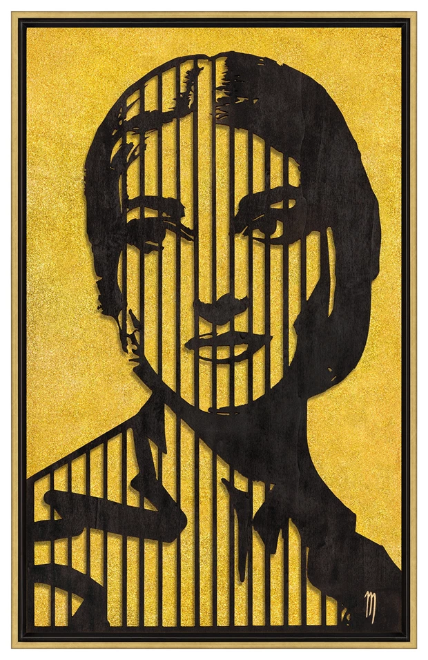 Callas black wood carving on gold glitter