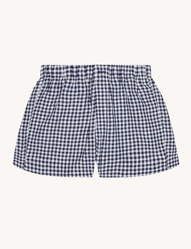WNU The Boxer in navy gingham linen