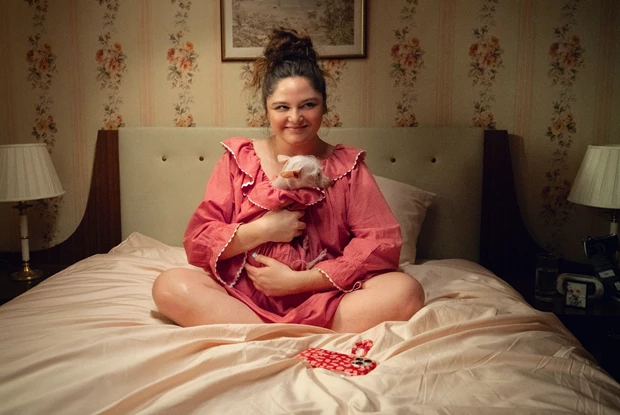 Meg Stalter in Too Much, wearing an If Only If nightdress