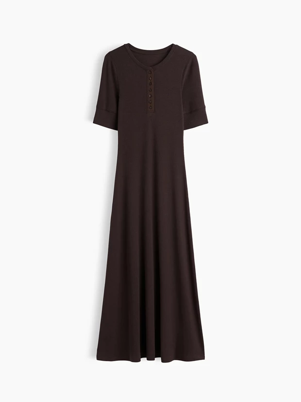 Modern Rib Henley ribbed maxi φόρεμα, GAP.