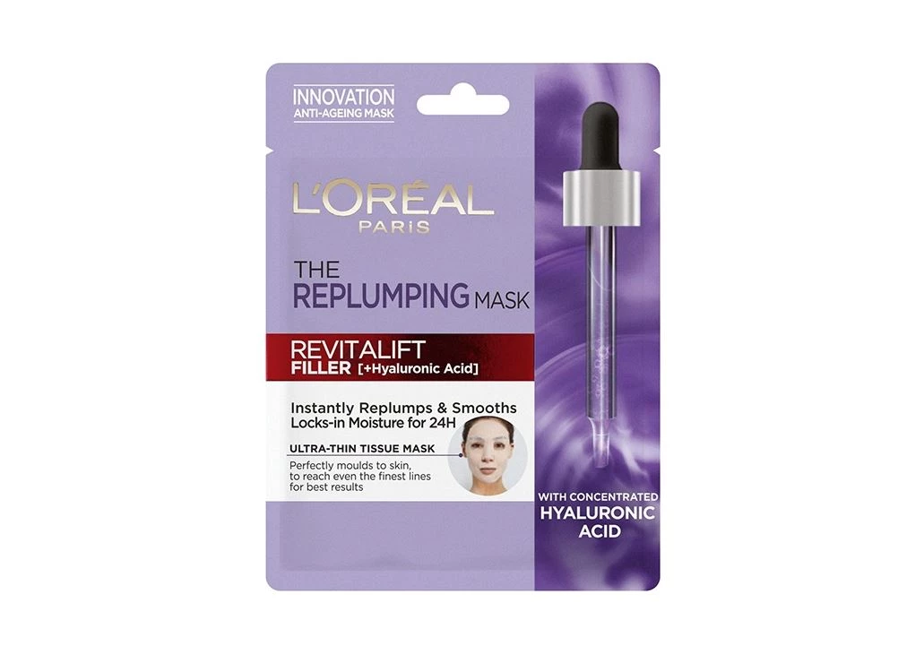 Μάσκα ενυδάτωσης με υαλουρονικό οξύ, Revitalift Replumping Tissue Mask, L’Oréal Paris
