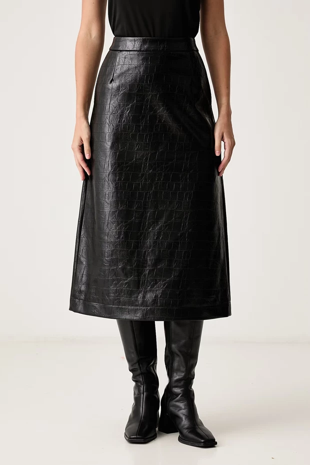 Κλος φούστα από συνθετικό δέρμα Essentiel Antwerp, answear.gr