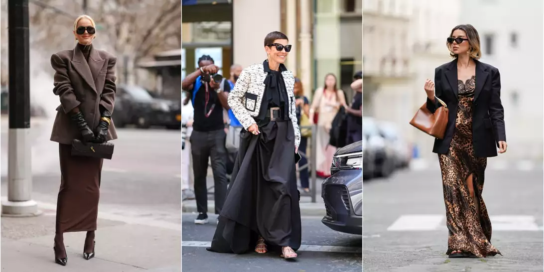 Τα κομψά looks που μπορείτε να κάνετε φορώντας σακάκια με μακριά φορέματα